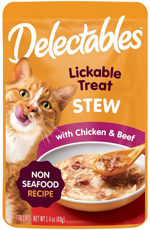 12 count (12 x 1 ct) Hartz Delectables Stew Lickable Treat for Cats Chicken and Beef