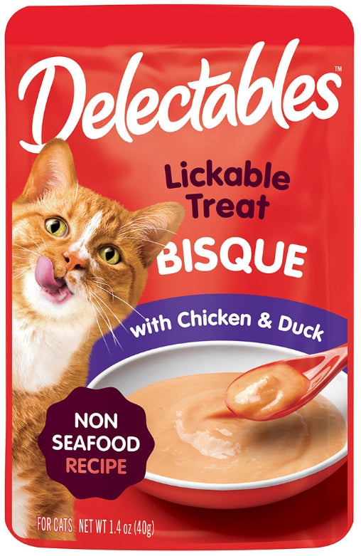 12 count (12 x 1 ct) Hartz Delectables Bisque Lickable Treat for Cats Chicken and Duck