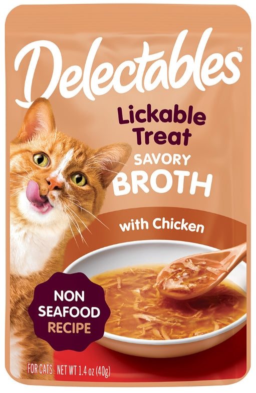 12 count (12 x 1 ct) Hartz Delectables Savory Broth Lickable Treat for Cats Chicken