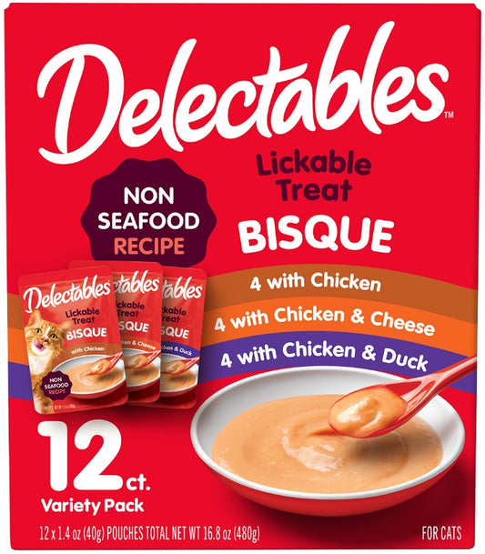 12 count Hartz Delecatbles Bisque Lickable Treat for Cats Variety Pack