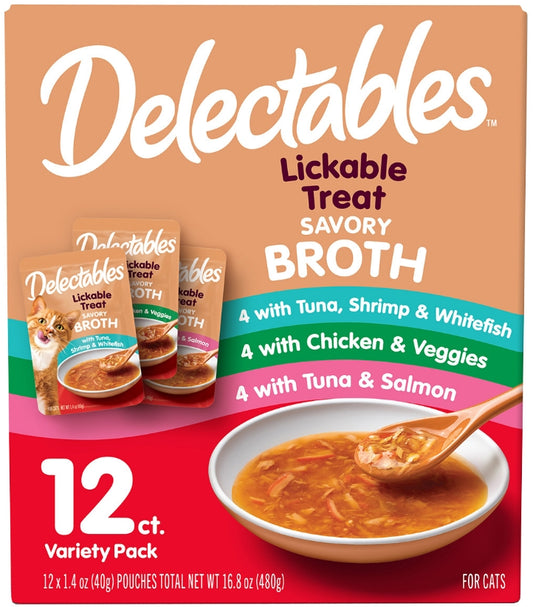 36 count (3 x 12 ct) Hartz Delecatbles Bisque Lickable Treat for Cats Variety Pack