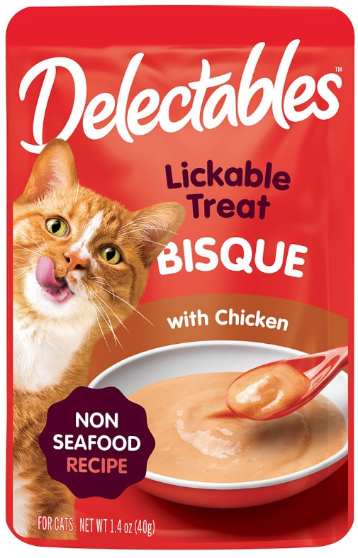 12 count (12 x 1 ct) Hartz Delecatbles Bisque Lickable Treat for Cats Chicken