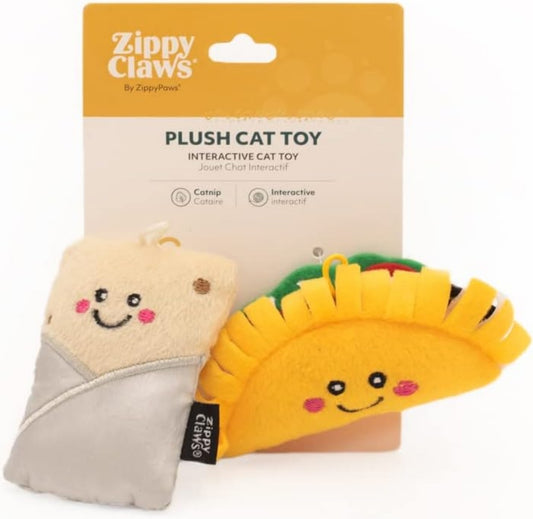 4 count ZippyPaws Catnip NomNomz Taco and Burrito