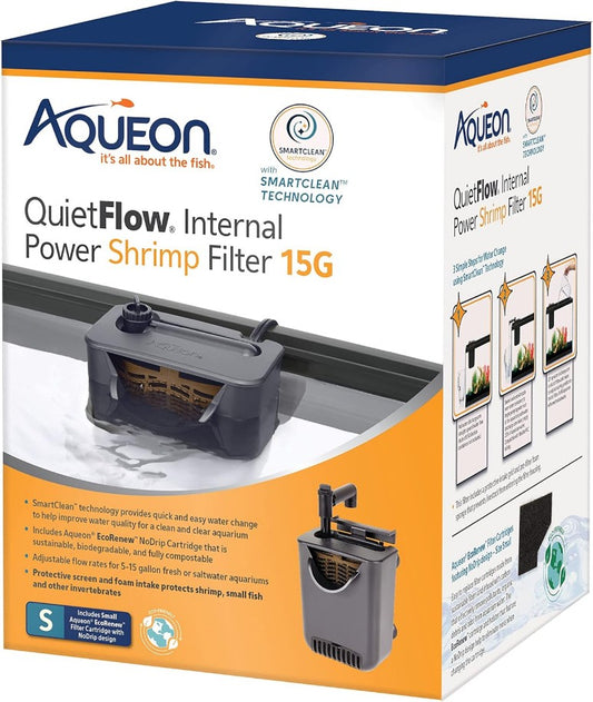 15 gallon Aqueon QuietFlow Internal Power Shrimp Filter