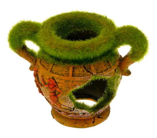 1 count Blue Ribbon Exotic Environments Swim Through Vase with Fiber Moss