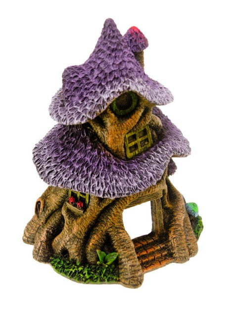 1 count Blue Ribbon Exotic Environments Purple Thatched Roof Tree House