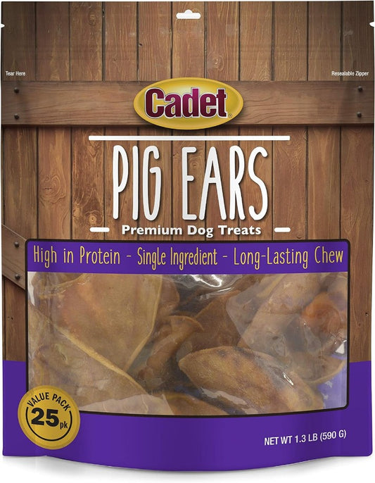 50 count (2 x 25 ct) Cadet Premium Pig Ear Treats