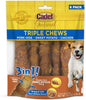 72 count (12 x 6 ct) Cadet Gourmet Pork Hide Triple Chews with Chicken and Sweet Potato