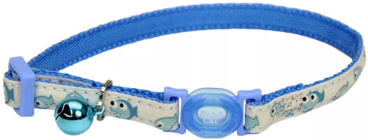 8-12"L x 3/8"W Coastal Pet Safe Cat Glow in the Dark Adjustable Breakaway Collar Blue Fish