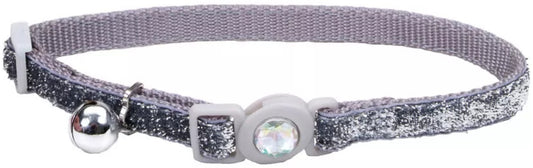 8-12"L x 3/8"W Coastal Pet Safe Cat Jeweled Buckle Adjustable Breakaway Collar Silver Glitter