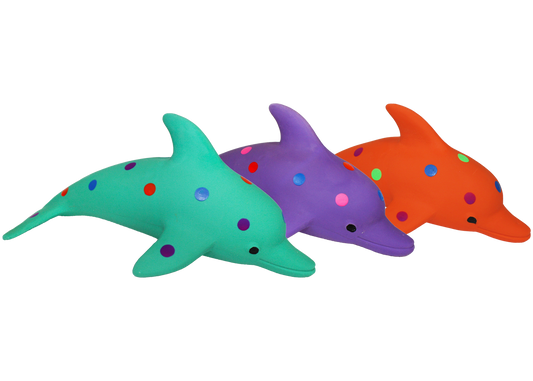 Multipet Pet Envy Waylon the Dolphin Latex Dog Toys Assorted 8.5 inch