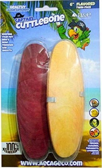 2 count AE Cage Company Captain Cuttlebone Flavored Cuttlebone 6" Long