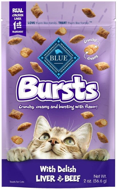 2 oz Blue Buffalo Bursts Cat Treats Delish Liver and Beef