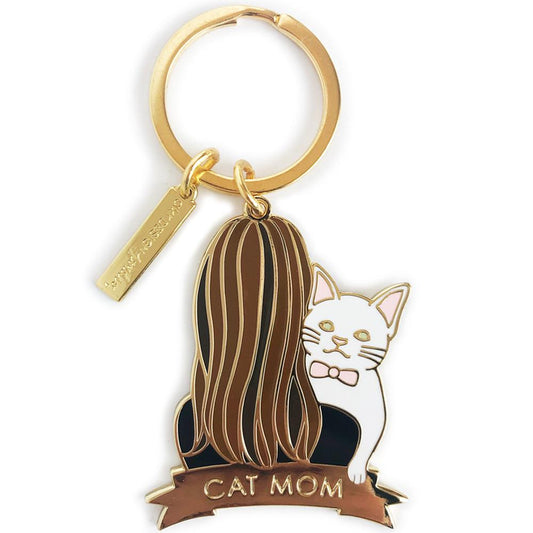 White Cat Keychain - Brunettes Hair