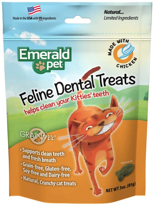 3 oz Emerald Pet Feline Dental Treats Chicken Flavor