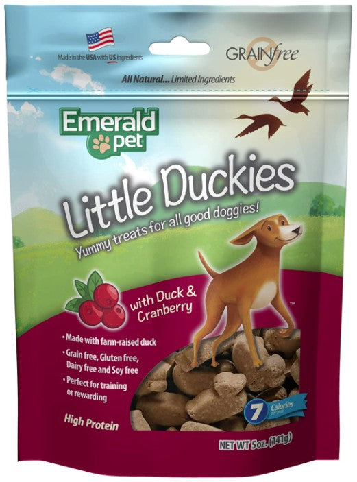 5 oz Emerald Pet Little Duckies Dog Treats with Duck and Cranberry