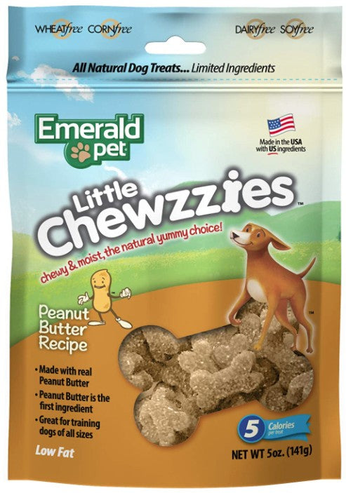 5 oz Emerald Pet Little Chewzzies Soft Training Treats Peanut Butter Recipe