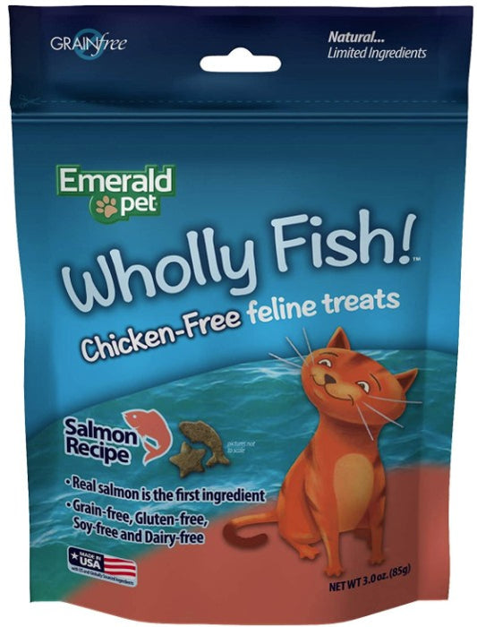 3 oz Emerald Pet Wholly Fish! Cat Treats Salmon Recipe