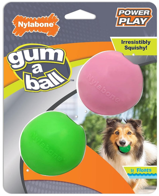 2 count Nylabone Power Play Gum-a-Ball Dog Toy