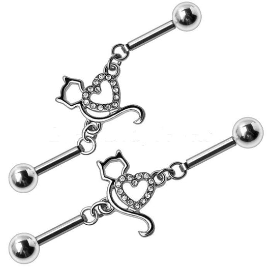 316L Stainless Steel Lovely Cat Chain Industrial Barbell