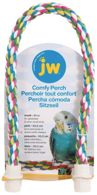 Small - 6 count JW Pet Flexible Multi-Color Comfy Rope Perch for Birds