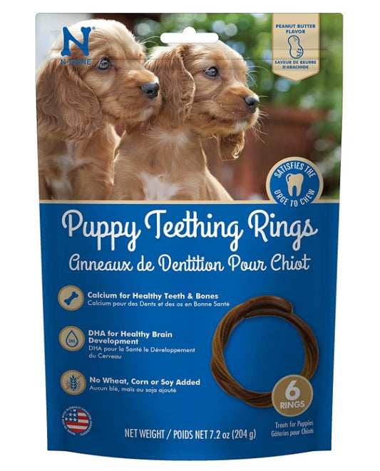 36 count (6 x 6 ct) N-Bone Puppy Teething Rings Peanut Butter Flavor