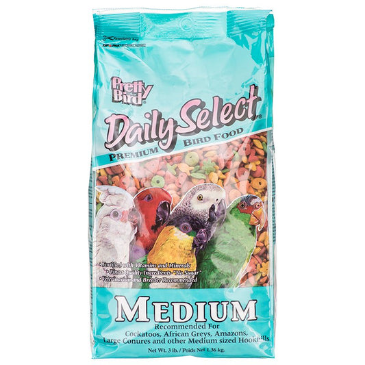 Medium - 12 lb (4 x 3 lb) Pretty Pets Pretty Bird Daily Select Premium Bird Food