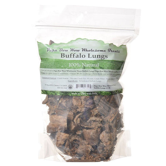 9 lb (18 x 0.5 lb) Papa Bow Wow Buffalo Lungs Dog Treats