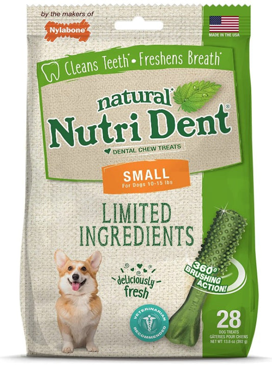 84 count (3 x 28 ct) Nylabone Natural Nutri Dent Fresh Breath Limited Ingredients Small Dental Dog Chews