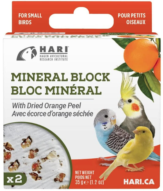 1.2 oz HARI Orange Peel Mineral Block for Small Birds