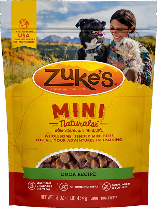 3 lb (3 x 1 lb) Zukes Mini Naturals Dog Treats Duck Recipe