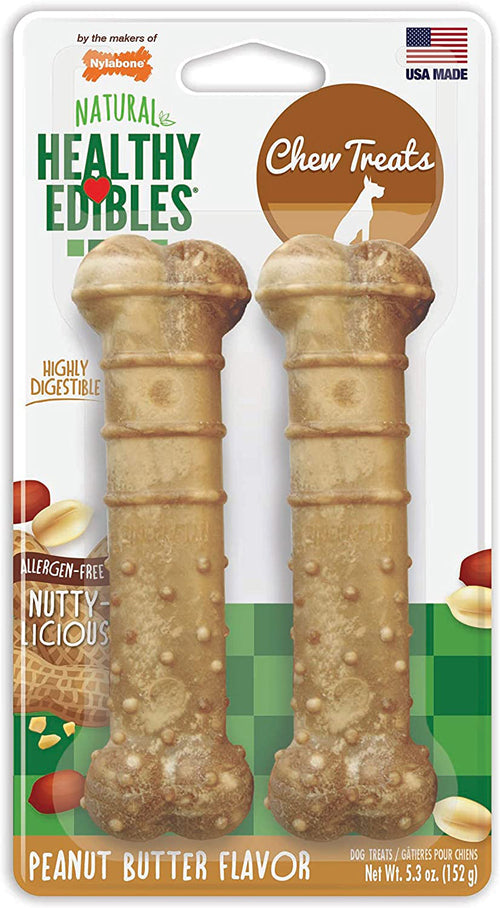 Nylabone Nubz Natural Dog Treats AllergenFree Peanut Butter Flavor 2 Count; 1ea-Large