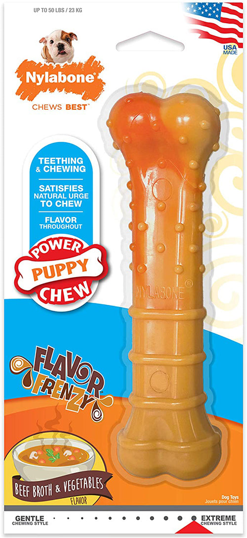 Nylabone Puppy Power Textured Nylon Puppy Chew Toy Beef Broth Vegetables; 1ea-Large-Giant 1 ct