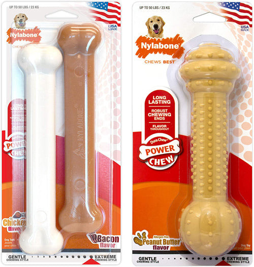 Nylabone Power Chew Durable Dog Chew Toys Twin Pack Beef Jerky Chicken; 1ea-Large-Giant 2 ct