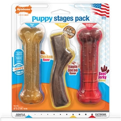 Nylabone Puppy Chew Stages Triple Chew Toy Pack Bones; 1ea-Medium-Wolf 3 ct