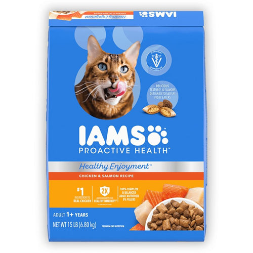 IAMS ProActive Health Healthy Enjoyment Dry Cat Food Chicken  Salmon, 1ea/15 lb