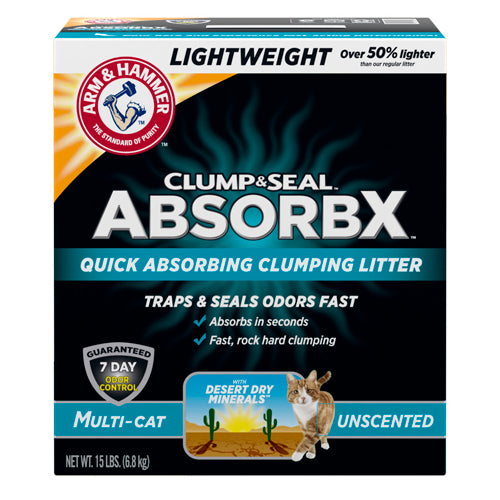 Arm and Hammer Clump and Seal AbsorbX Lightweight Multi-Cat Unscented Litter 15lb