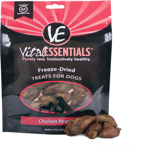 Vital Essentials Chicken Hearts Freeze-Dried Raw Dog Treats; 3.75Oz