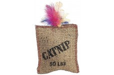 Spot Jute and Feather Sack Cat Toy with Catnip Brown 7 in