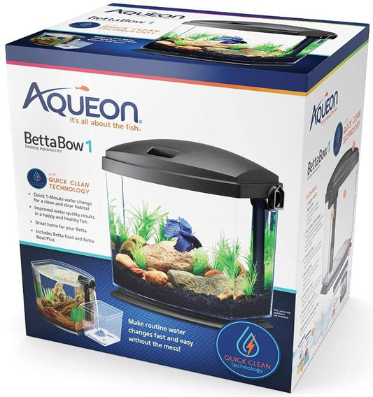 Aqueon BettaBow 1 with Quick Clean Technology Aquarum Kit Black