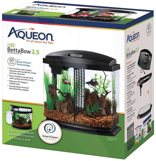 Aqueon LED BettaBow 2.5 SmartClean Aquarium Kit Black