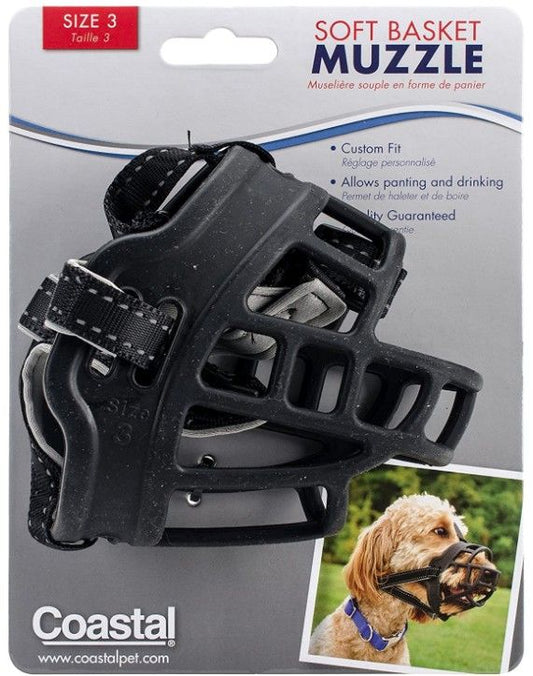 Coastal Pet Soft Basket Muzzle for Dogs Black