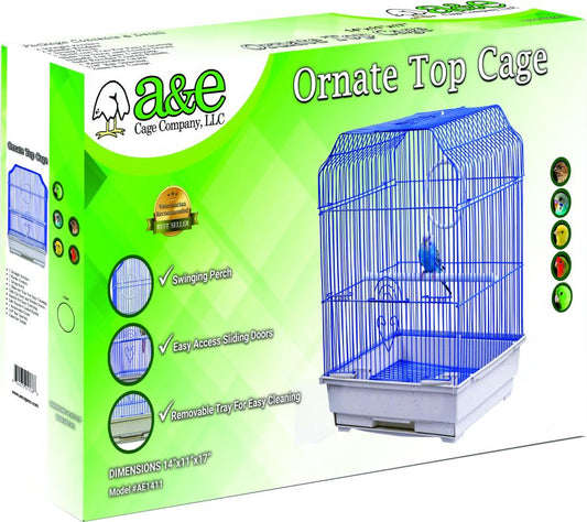 AE Cage Company Ornate Top Bird Cage White