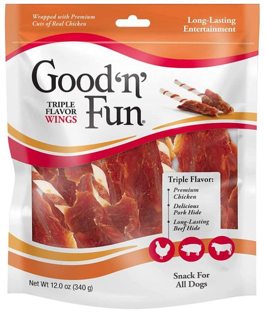 Healthy Hide Good'n' Fun Triple-Flavor Wings Chicken, Pork and Beef Hide