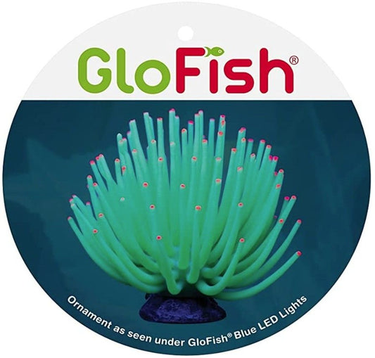 Tetra GloFish Anemone Aquarium Ornament Green