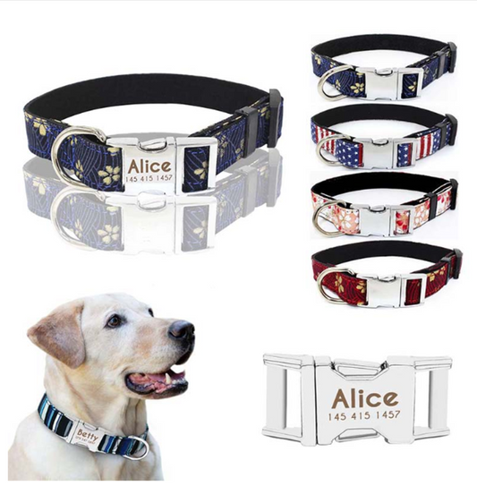 Metal quick-release buckle fabric collar collar adjustable size small and medium-sized dogs - Super-Petmart