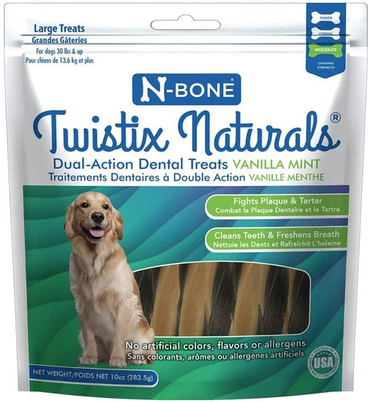 N-Bone Twistix Naturals Vanilla Mint Dental Treats Large