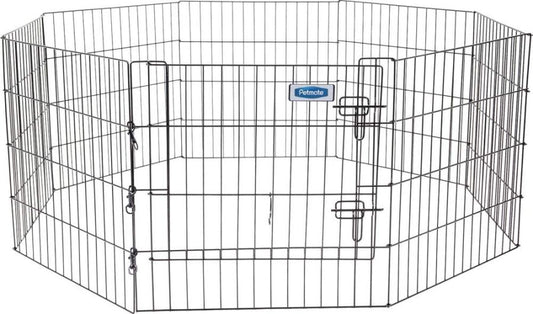 Petmate Exercise Pen Single Door with Snap Hook Design and Ground Stakes for Dogs Black