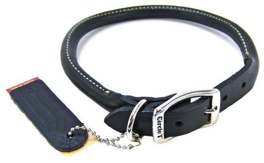 Circle T Pet Leather Round Collar Black