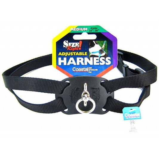 Coastal Pet Size Right Nylon Adjustable Harness Black